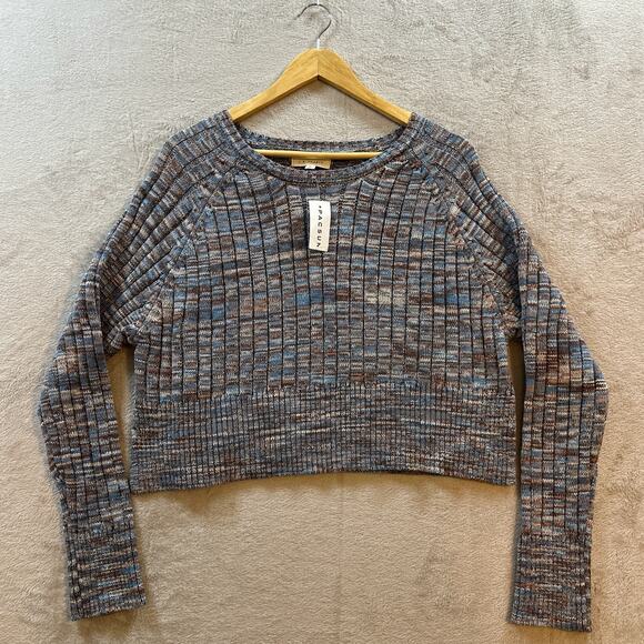 NWT PacSun Women’s Large LA Hearts Ellie Cropped Crew Neck Sweater Cotton Boxy - Picture 5 of 9